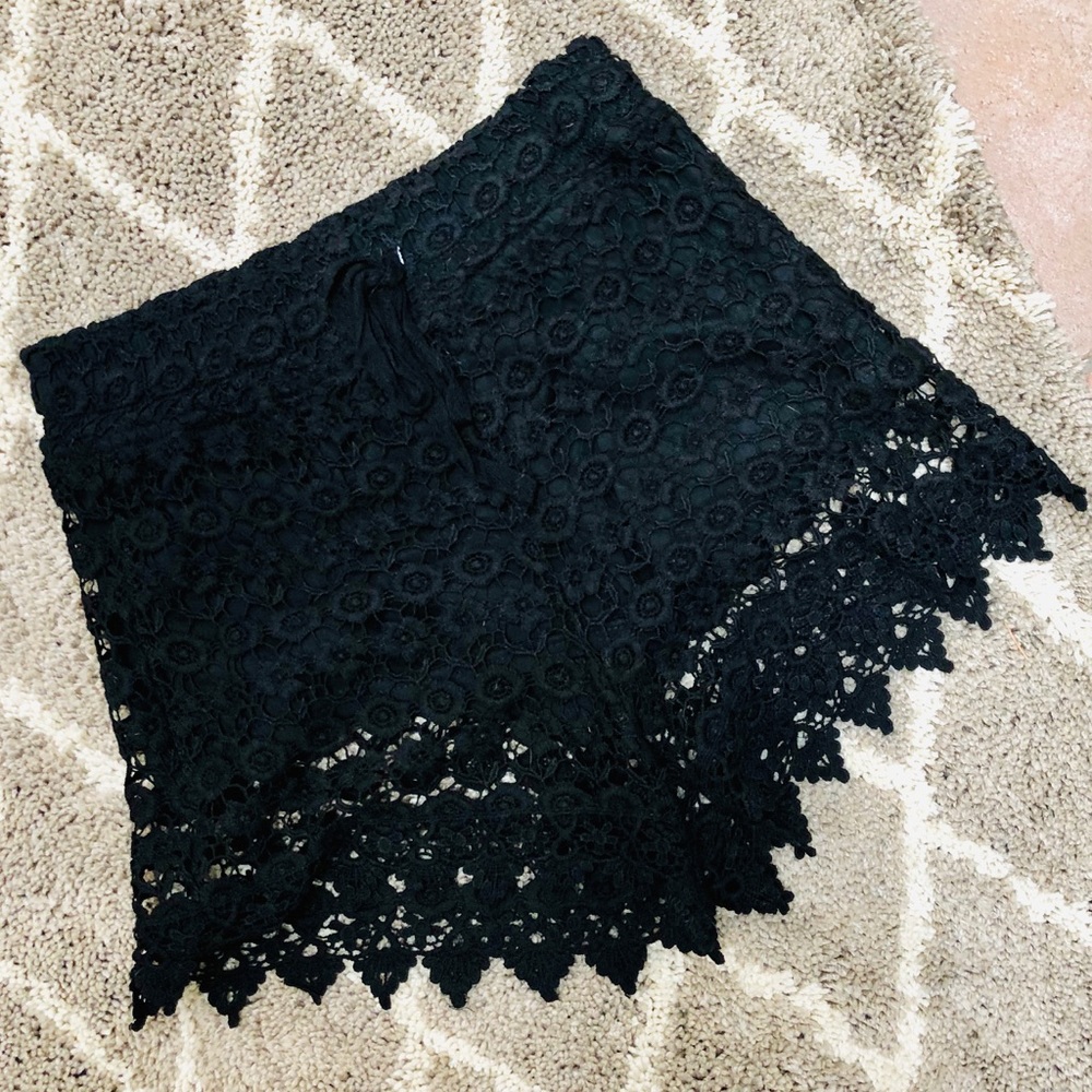 Black lace shorts
